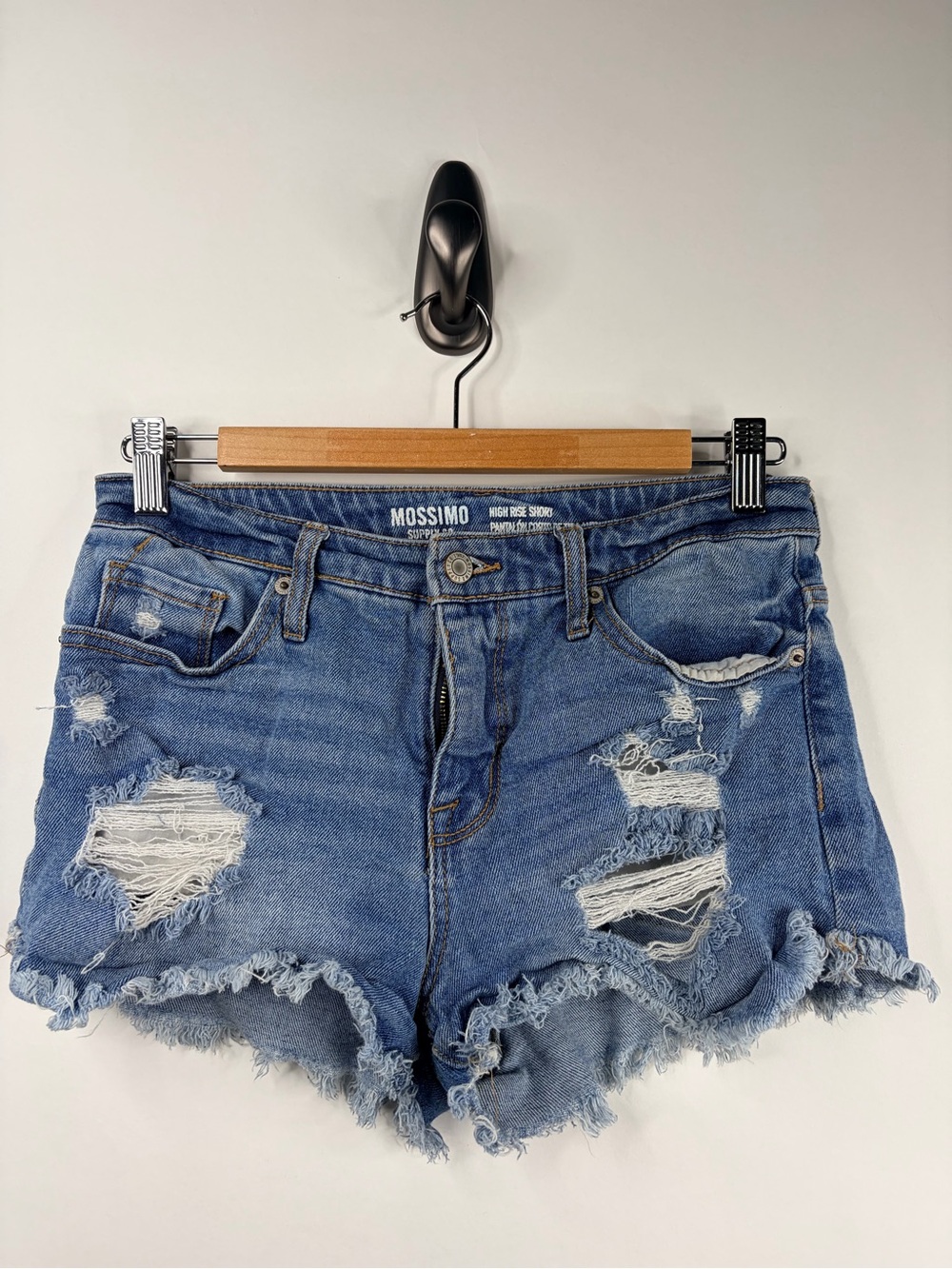 Mossimo Supply Co. Light Blue Distressed High-Rise Jean Shorts